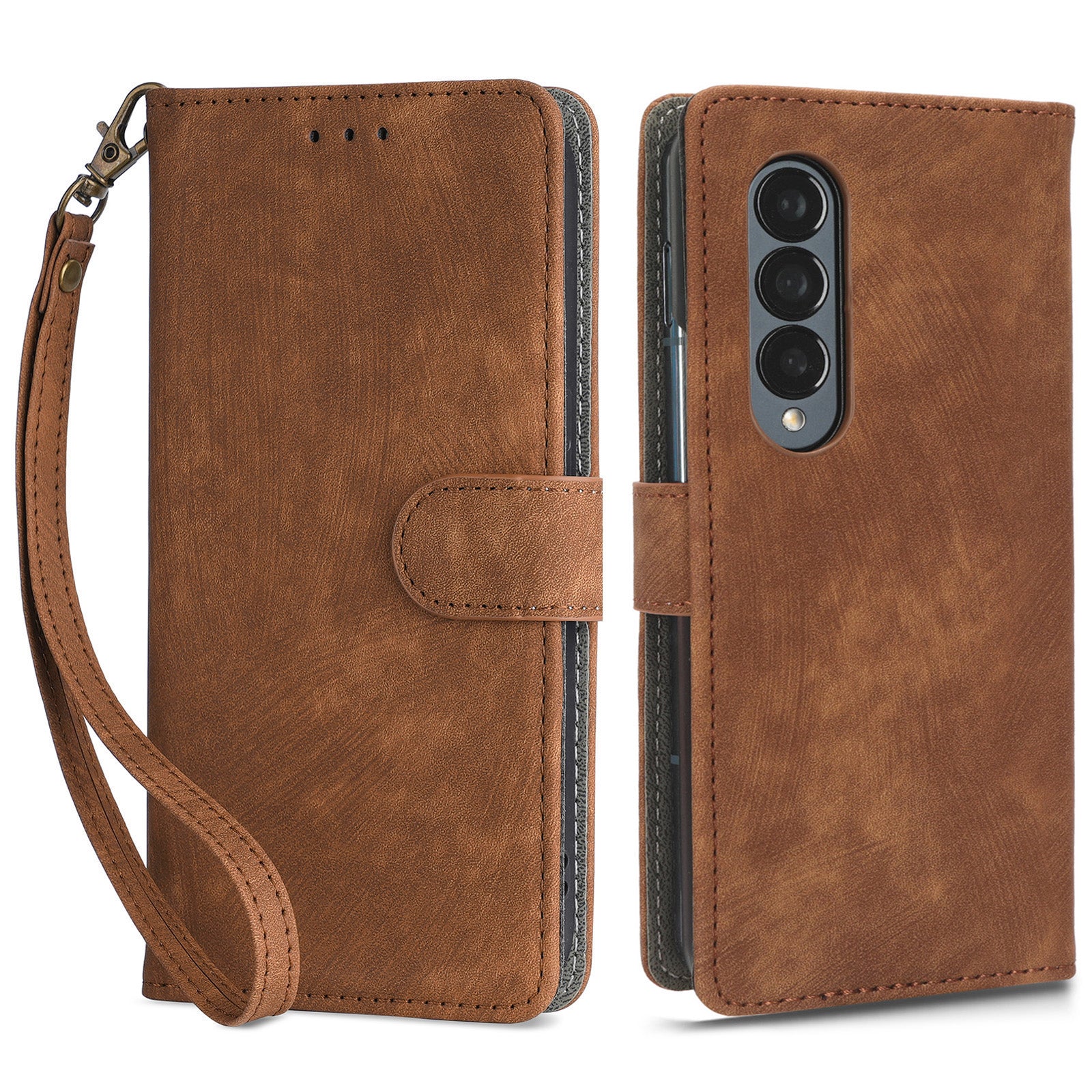 For Samsung Galaxy Z Fold4 5G Phone Wallet Case RFID Blocking Leather Phone Stand Cover with Strap For Samsung Galaxy Z Fold4 5G Phone Wallet Case RFID Blocking Leather Phone Stand Cover with Strap